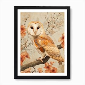 Barn Owl Japanese Painting 4 Art Print
