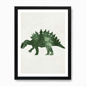 Green Stegosaurus Dinosaur Silhouette 2 Art Print