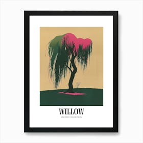 Willow Tree Colourful Illustration 3 Poster Art Print