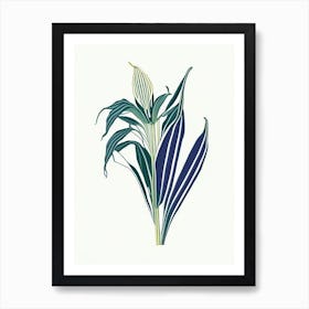 Hosta Floral Minimal Line Drawing 2 Flower Art Print