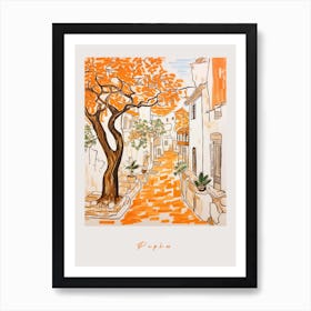 Paphos Cyprus 2 Orange Drawing Poster Art Print