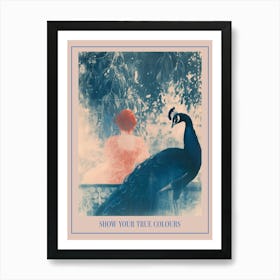 Peacock & Red Haired Lady In Royal Clothing Poster Art Print