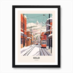 Vintage Winter Travel Poster Oslo Norway 4 Art Print