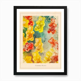 Retro Gummy Bears Candy Sweets Pattern 3 Poster Art Print