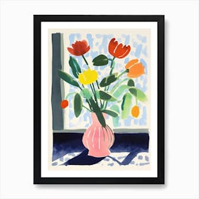 Tulip Bouquet Flower Illustration 2 Art Print