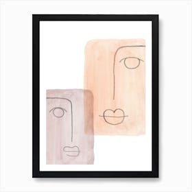 Abstract boho Faces Art Print