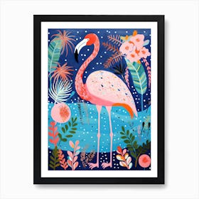 Flamingo at night Matisse Inspired Art Print