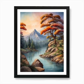 Sunset By The River 12 Art Print