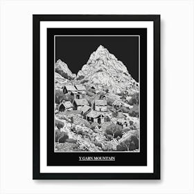 Y Garn Mountain Line Drawing 5 Poster Art Print