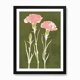 Pink & Green Carnation 3 Art Print