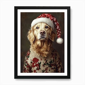 Retriever In Christmas Jumper Art Print