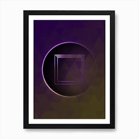 Geometric Neon Glyph on Jewel Tone Triangle Pattern 329 Art Print
