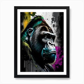 Gorilla With Graffiti Background Gorillas Graffiti Style 2 Art Print