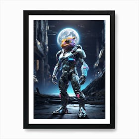 Frog In Cyborg Body #4 Art Print