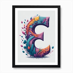 Colorful Letter E Illustration 53 Art Print