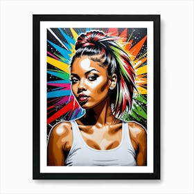 Graffiti Mural Of Beautiful Hip Hop Girl 3 Art Print