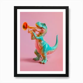 Pastel Toy Dinosaur Playing The Trumpet 1 Art Print