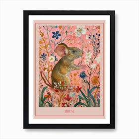 Floral Animal Painting Mouse 2 Poster Art Print