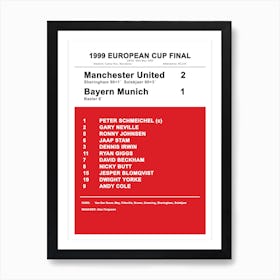 1999 Manchester United European Cup Final Art Print