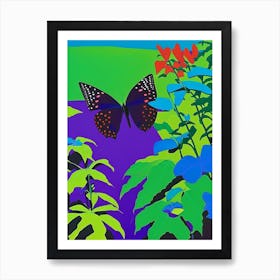 Butterflies On Plants Pop Art David Hockney Inspired 1 Art Print