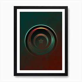 Geometric Neon Glyph on Jewel Tone Triangle Pattern 080 Art Print