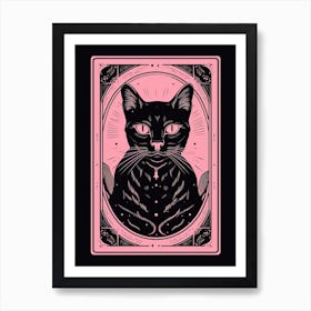 Death Tarot Card, Black Cat In Pink 3 Art Print