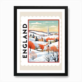 Retro Winter Stamp Poster Cotswolds United Kingdom 4 Art Print