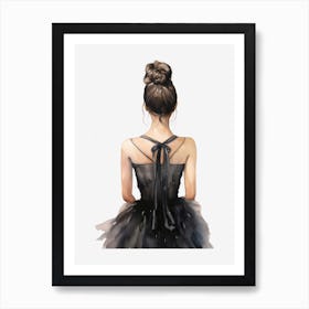 Ballet Dancer In Black Dress Art Print