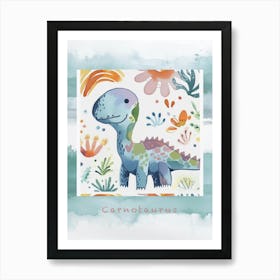 Cute Muted Pastels Carnotaurus Dinosaur 2 Poster Art Print