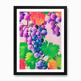 Grapes Risograph Retro Poster Fruit Art Print