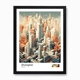 Shanghai, China, Geometric Illustration 3 Poster Art Print