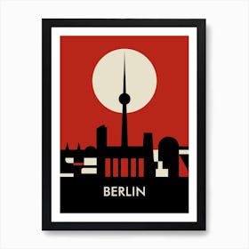 Berlin Skyline Red Art Print