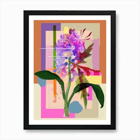 Hyacinth 4 Neon Flower Collage Art Print