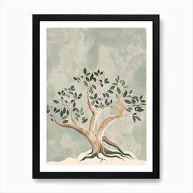 Banyan Tree Minimal Japandi Illustration 3 Art Print