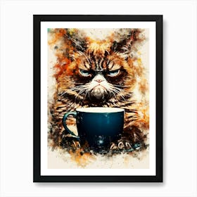 Grumpy Cat coffee Art Print