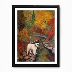 Painting Of A Dog In Descanso Gardens, Usa In The Style Of Gustav Klimt 03 Art Print