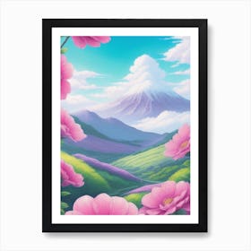 Pink Flowers In The Mountains 1 Art Print