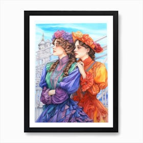 Titanic Ladies Colour Sketch 3 Art Print