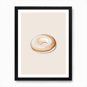 Bagel Bakery Product Minimalist Line Drawing 2 Art Print