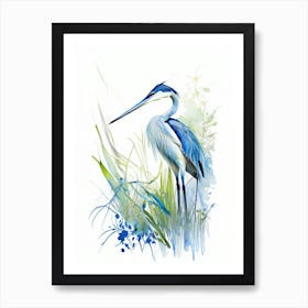 Blue Heron In Garden Impressionistic 1 Art Print