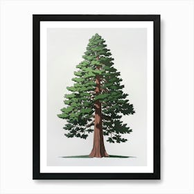 Redwood Tree Pixel Illustration 4 Affiche