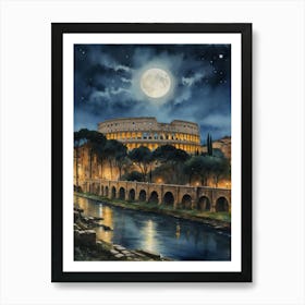 A Celestial Vigil at the Colosseum Art Print