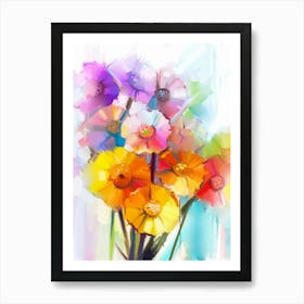 Watercolor Flowers In A Vase Art Print