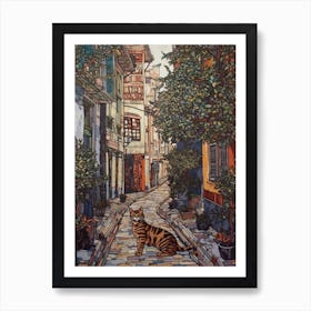 Painting Of Buenos Aires With A Cat In The Style Of William Morris 2 Art Print