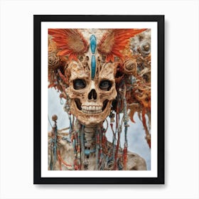 Skeleton With Feathers Art Print