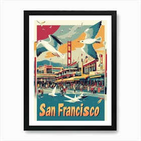 Aihrgdesign A 1970s Inspired Travel Poster For San Francisco Art Print