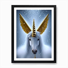 Unicorn With Golden Wings Art Print