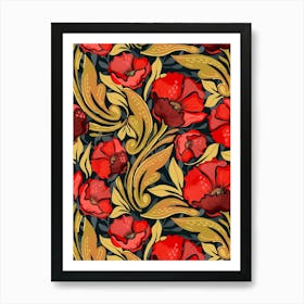 Red Poppy Pattern Art Print