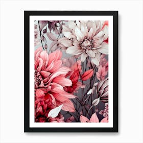 Floral Wallpaper nature meadow flowers 1 Art Print