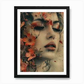 Beautiful Woman With Flowers Art Print